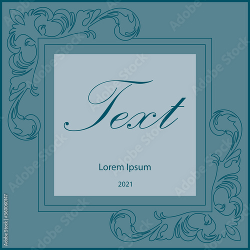 Vector frame for design template. Victorian style vignette. Leaves and branches. You can use it to print business cards, postcards, price tags, booklets and invitations. Isolated and editable.