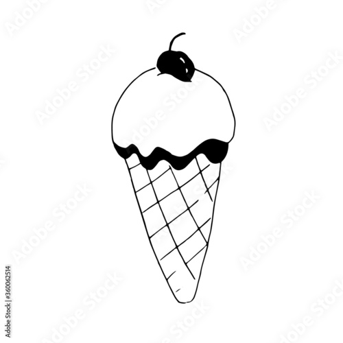 ice cream cone with cherry