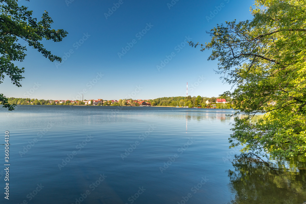 Panoramic view on Czos lake in Mragowo.