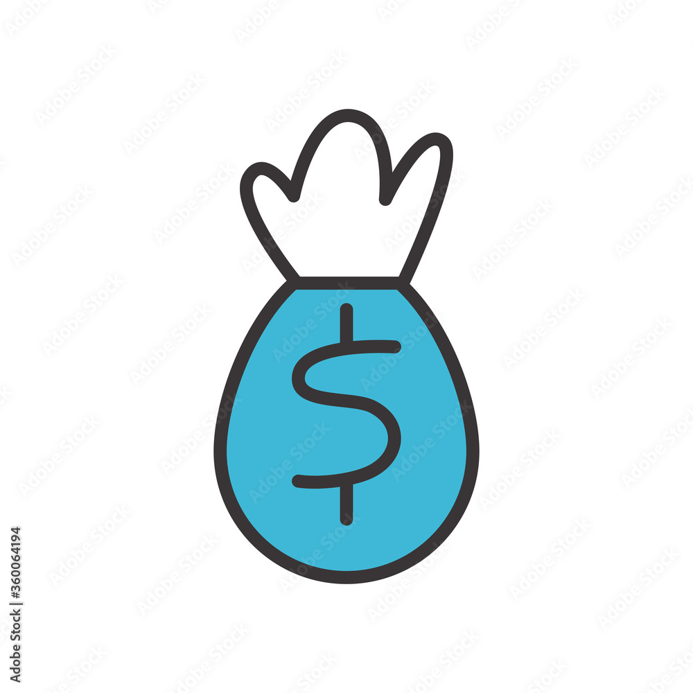 money bag line and fill style icon vector design money bag line and fill style icon vector design