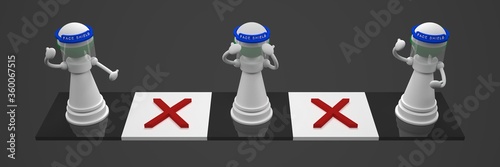chess figure demonstrate social distancing wearing mask and face shield