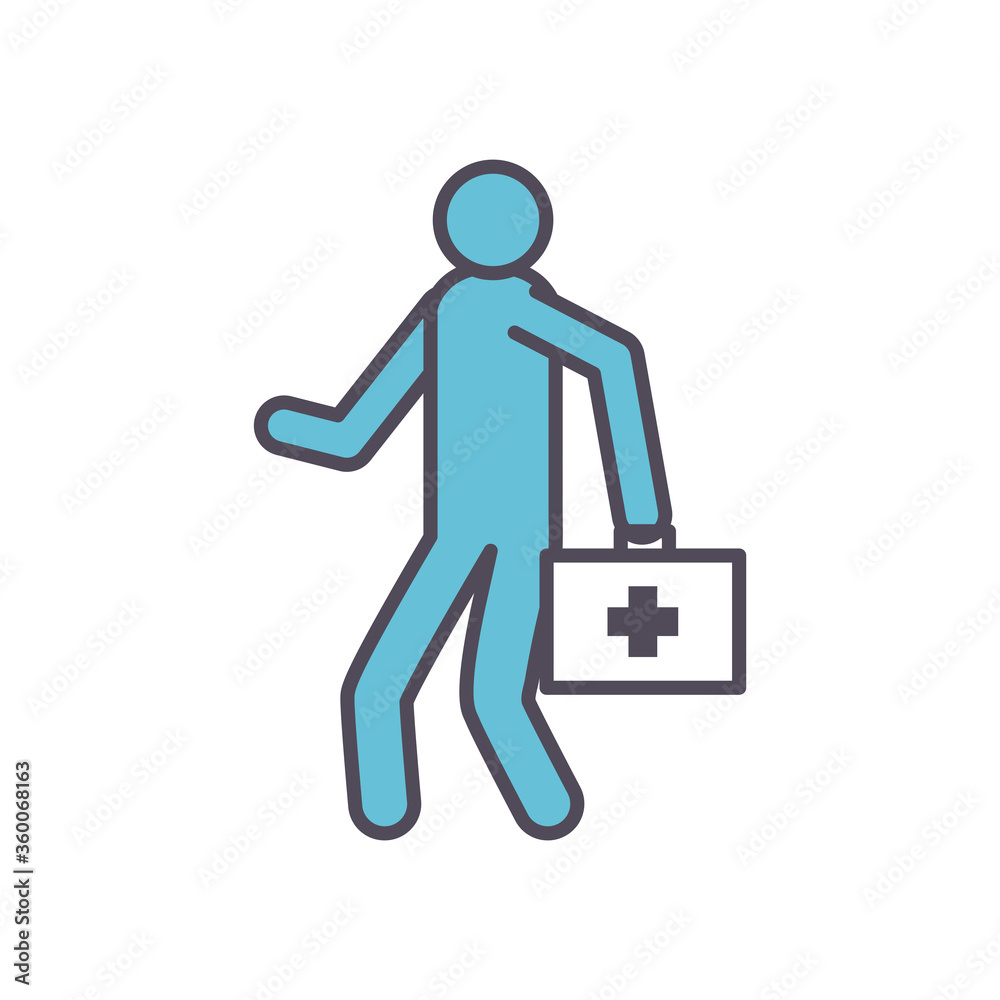 avatar doctor with kit line and fill style icon vector design