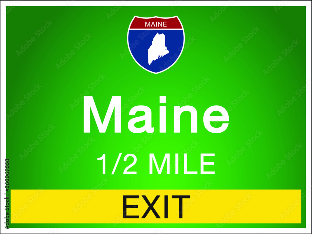 Roadway sign Welcome to Signage on the highway in american style Providing Maine state information and maps On the green background of the sign vector art image illustration Roadway sign Welcome to Signage on the highway in american style Providing Maine state information and maps On the green background of the sign vector art image illustration