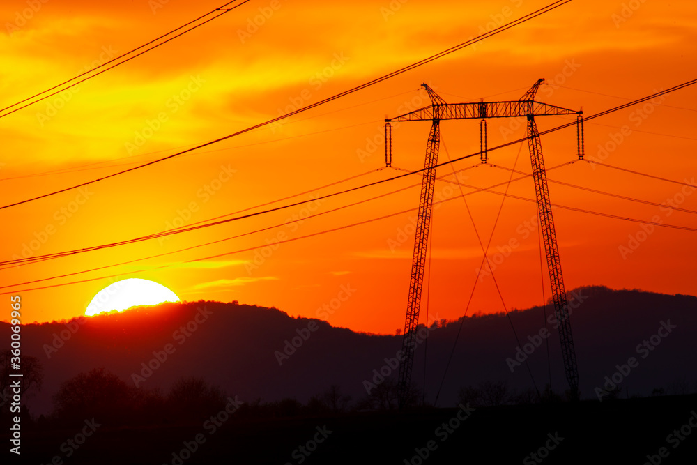 pylons at the sunset
