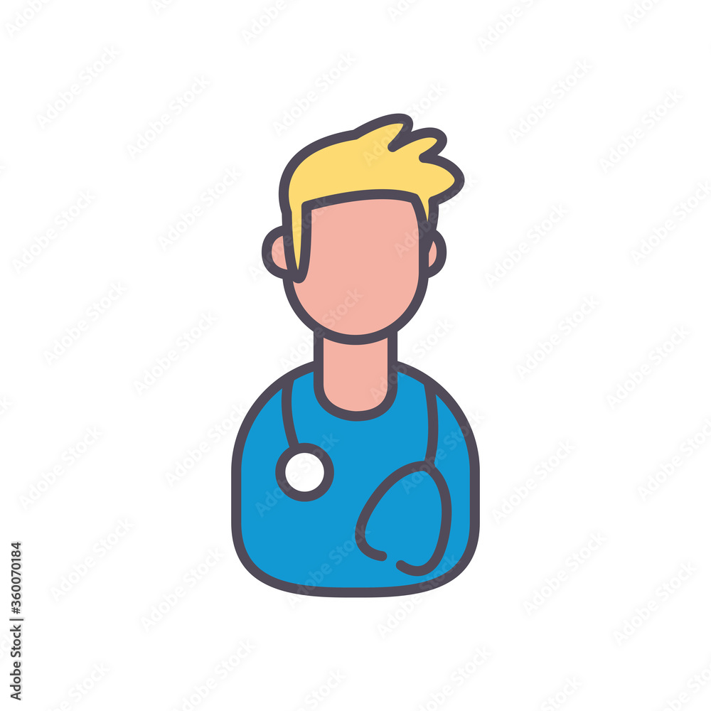 male doctor line and fill style icon vector design
