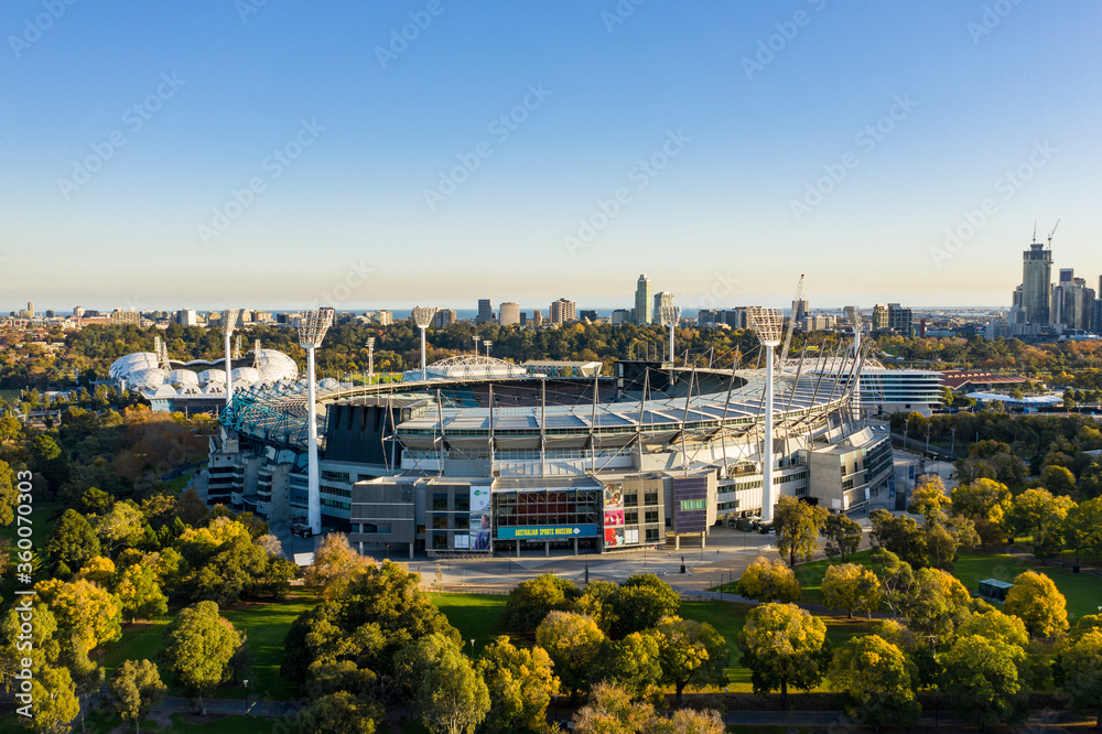 Melbourne Australia May 15th 2020 : Aerial view of the famous Melbourne ...