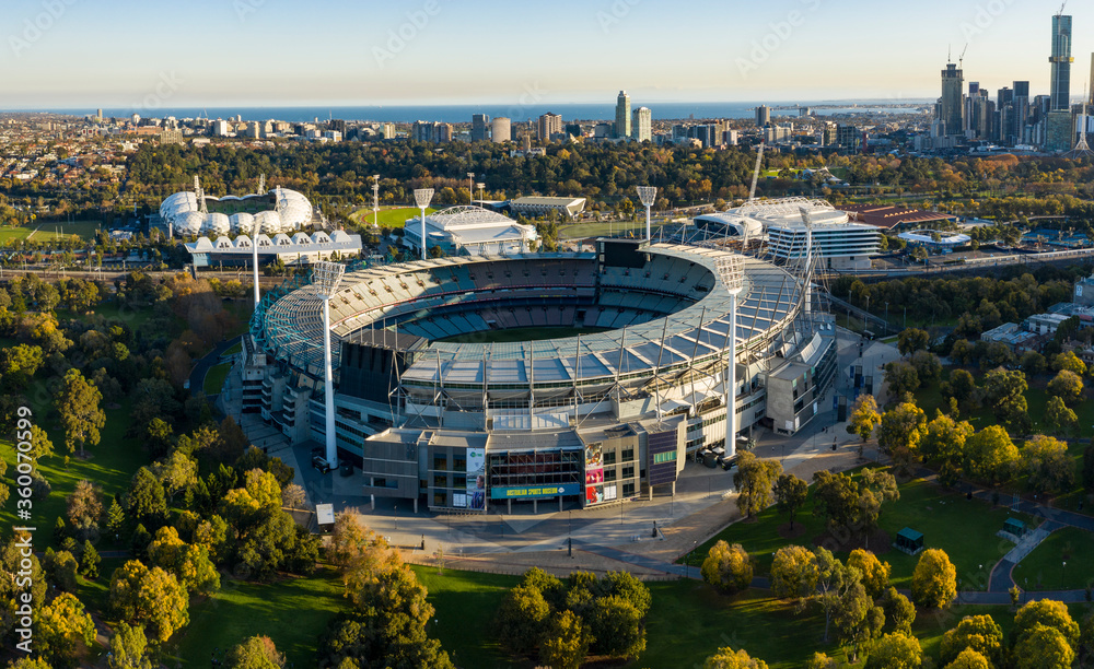 Melbourne Australia May 15th 2020 : Aerial view of the famous Melbourne ...