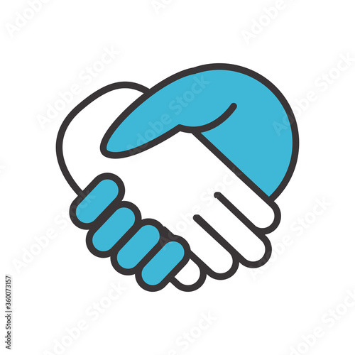 hands shake line and fill style icon vector design