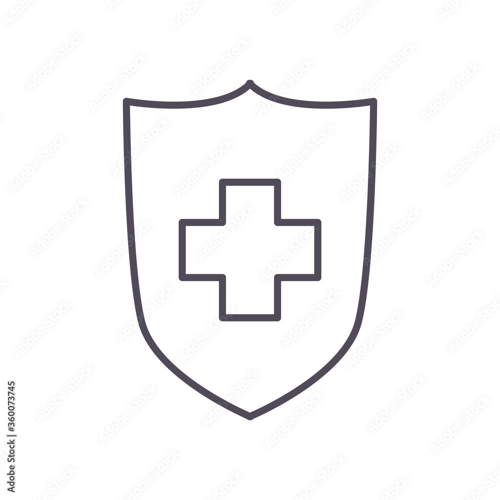 shield with cross line style icon vector design shield with cross line style icon vector design