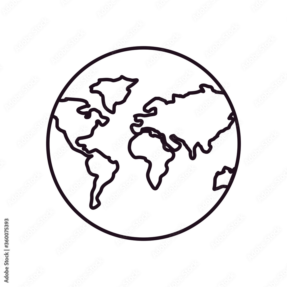 world sphere line style icon vector design
