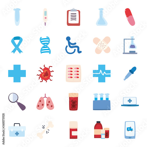 Medical flat style icon set vector design