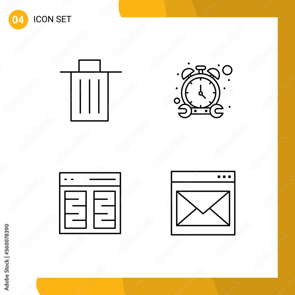 Timer Garbage 4 User Interface Line Pack of modern Signs and Symbols of basket ...