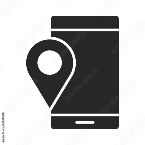 mobile phone or smartphone gps navigation pointer location electronic technology device silhouette style icon