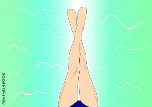 Female legs drawn from above above the pool