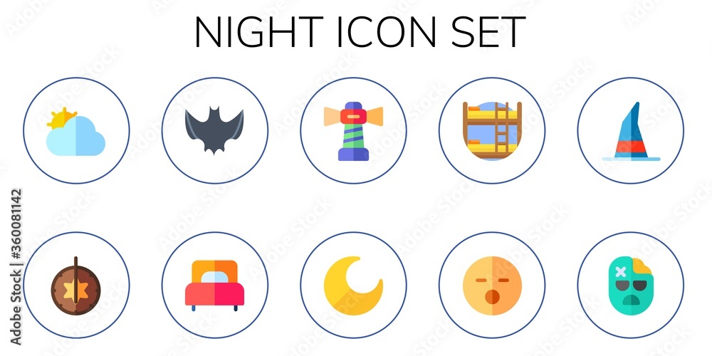 Modern Simple Set of night Vector flat Icons