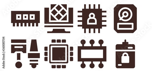 Modern Simple Set of processor Vector filled Icons