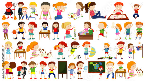 Set of cute kids cartoon character © blueringmedia