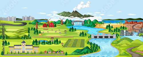 Agriculture rural landscape scene