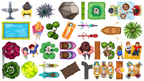 Set of aerial element house decorations isolated