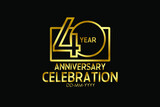 40 year anniversary celebration Block Design logotype. anniversary logo with golden isolated on black background - vector