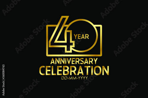 40 year anniversary celebration Block Design logotype. anniversary logo with golden isolated on black background - vector