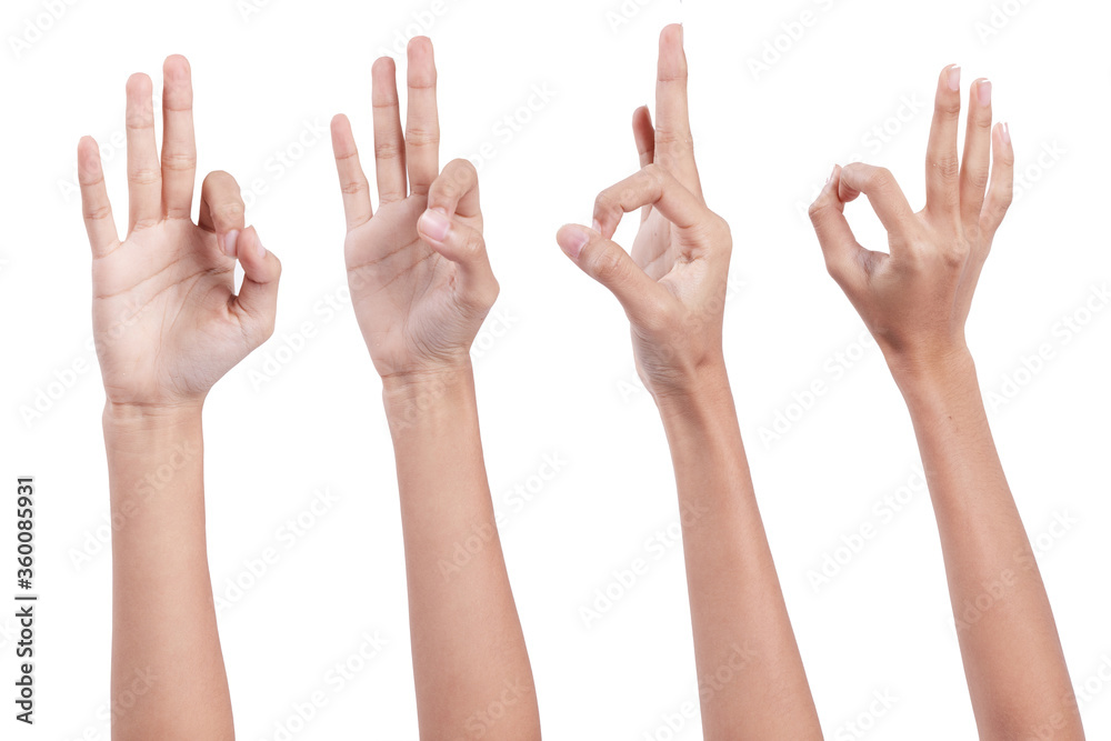 Set Hand OK sign on isolate white background Set Hand OK sign on isolate white background