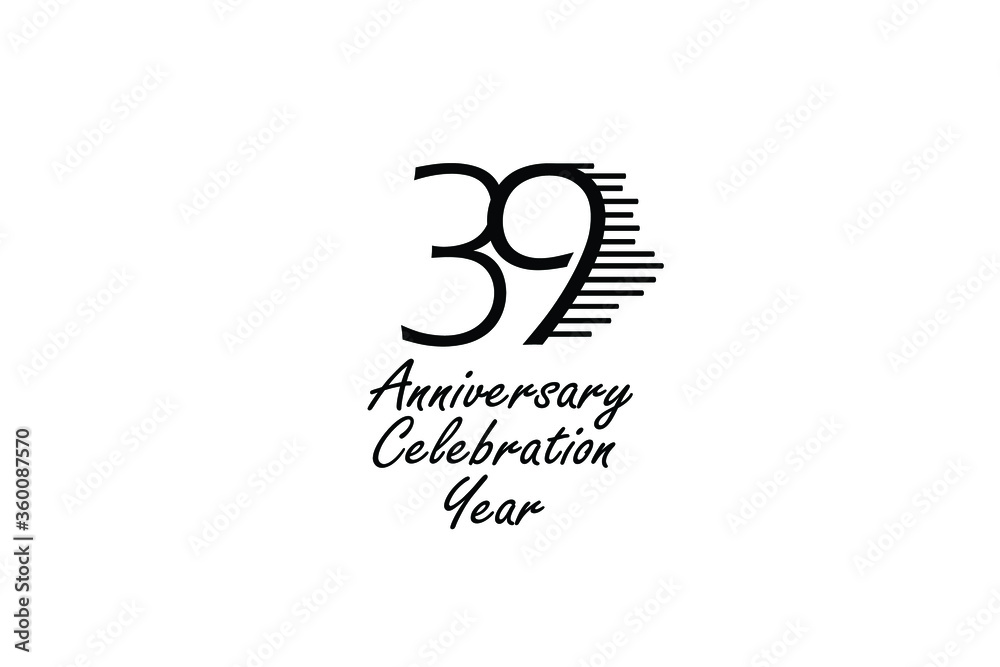 39 year anniversary celebration Block Black Colors Design logotype. anniversary logo Black color isolated on White background, vector design for celebration, invitation card, and greeting card-Vector 39 year anniversary celebration Block Black Colors Design logotype. anniversary logo Black color isolated on White background, vector design for celebration, invitation card, and greeting card-Vector