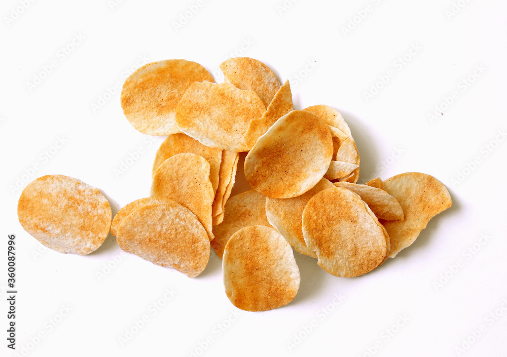 potato chips isolated on white background. snack. potato chips isolated on white background. snack.