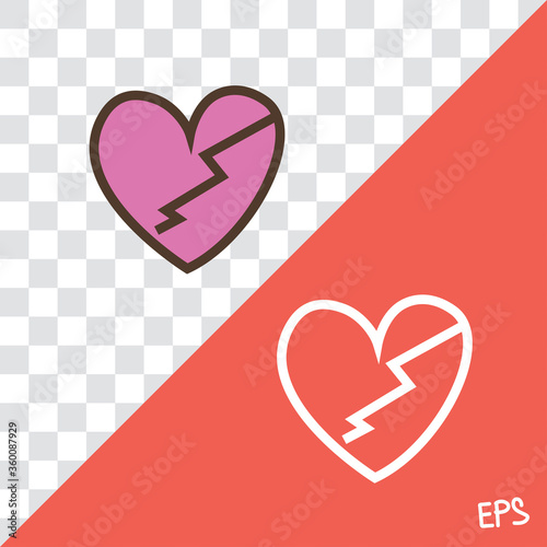 Vector linear icon with broken heart