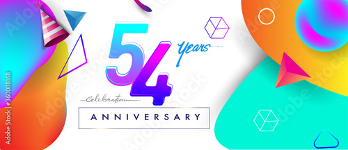 Photography 54th years anniversary logo, vector design birthday celebration with colorful ge