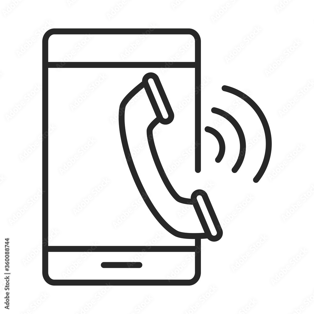 mobile phone or smartphone telephone call, electronic technology device line style icon mobile phone or smartphone telephone call, electronic technology device line style icon