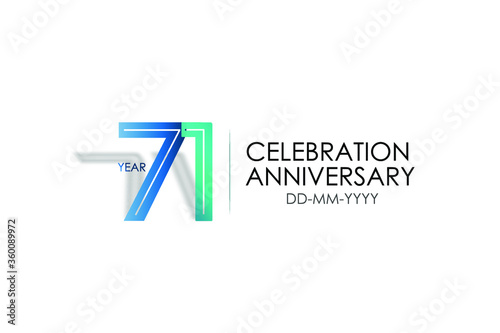 Free Download 71 years anniversary celebration Blue and Tosca Colors Design logotype. anniversary logo isolated on White background, vector Horizontal number design for celebration, invitation card -vector - GFXLoad