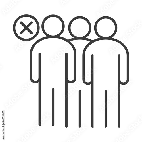 covid 19 coronavirus social distancing, isolation between person to stop spreading, line style icon