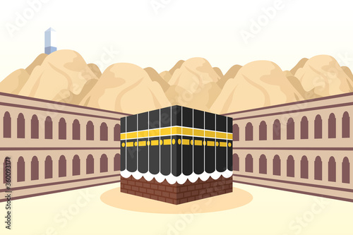 Hajj pilgrimage with kaaba scene