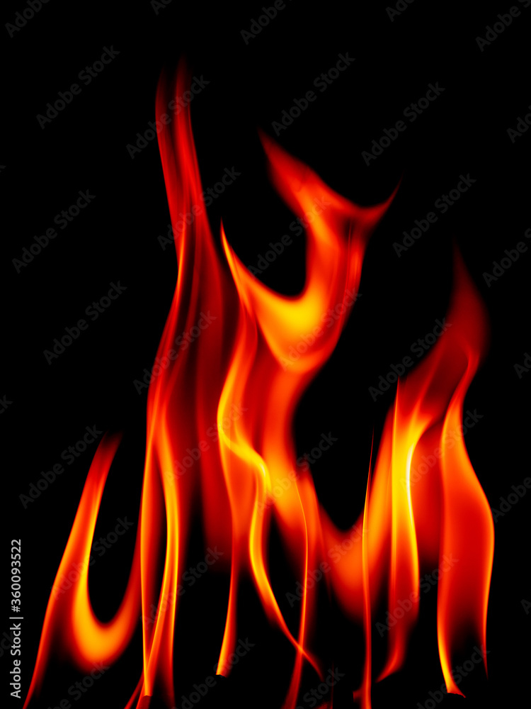 Fire flames on black background Fire flames on black background
