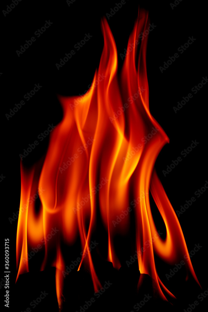 Fire flames on black background Fire flames on black background