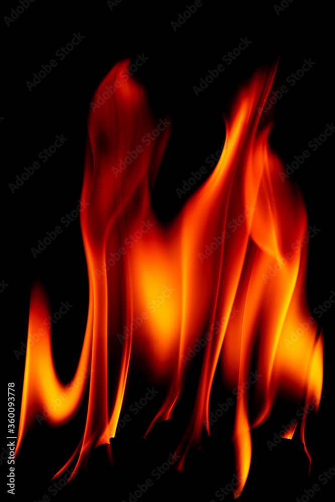 Fire flames on black background Fire flames on black background