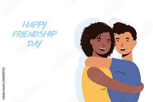 young interracial couple characters in Friendship day celebration