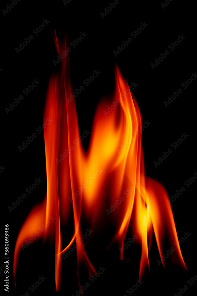 Fire flames on black background Fire flames on black background