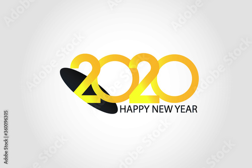 Free Download 2020 happy new years anniversary celebration Yellow Color Design logotype. logo isolated on White background, vector Horizontal number design for celebration, invitation card, and greeting card-Vector - GFXLoad