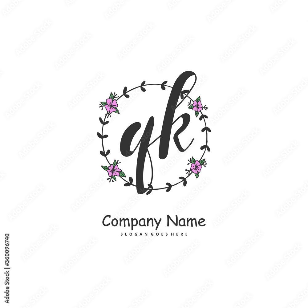 Q K QK Initial handwriting and signature logo design with circle. Beautiful design handwritten logo for fashion, team, wedding, luxury logo. Q K QK Initial handwriting and signature logo design with circle. Beautiful design handwritten logo for fashion, team, wedding, luxury logo.
