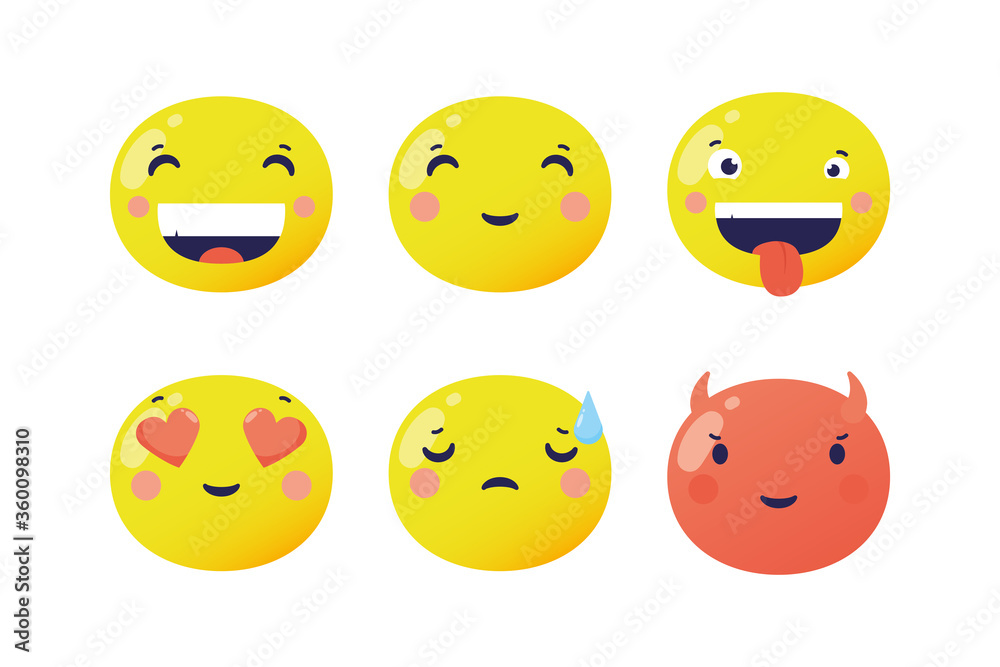set of emojis faces funny characters set of emojis faces funny characters