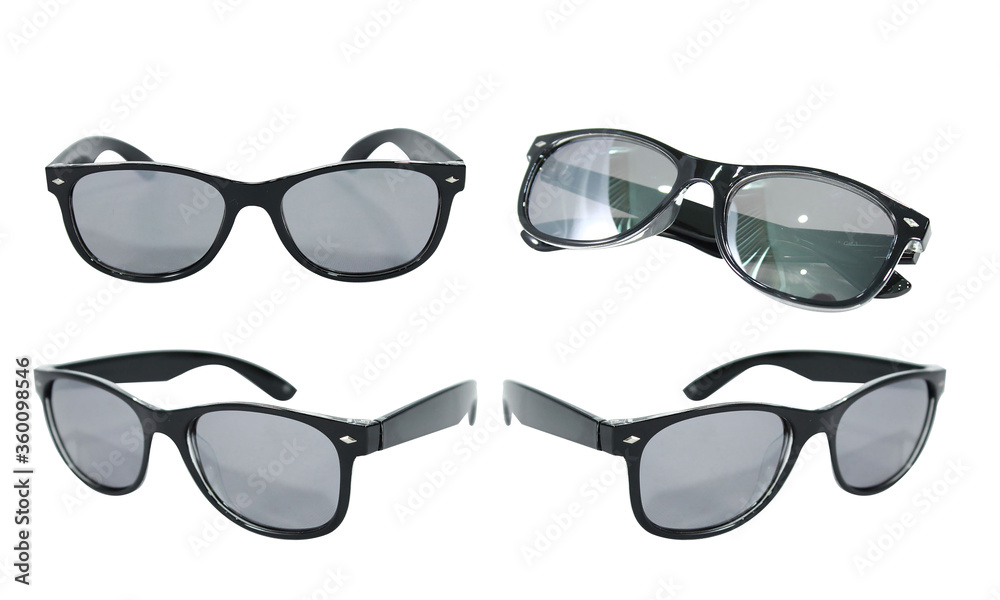 Set Image of modern fashionable sunglasses isolated on white background