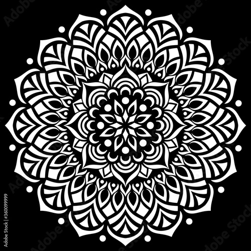 White mandala on black Pattern Stencil Doodles Sketch