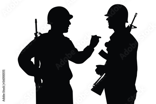 Soldiers are smoking silhouette vector on white