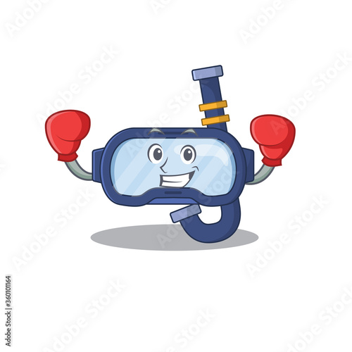 Dive glasses Caricature character design as a champion of boxing competition