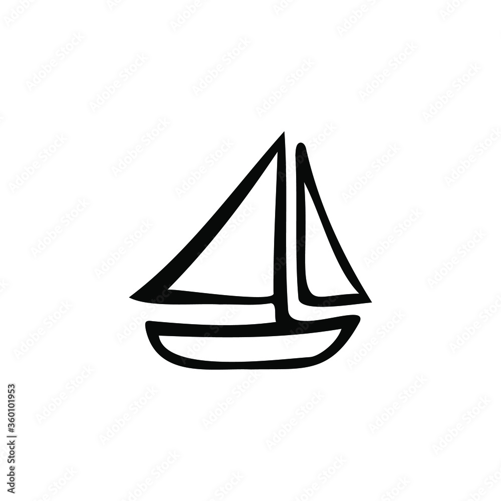Single vector doodle element isolated on white background. Boat Single vector doodle element isolated on white background. Boat