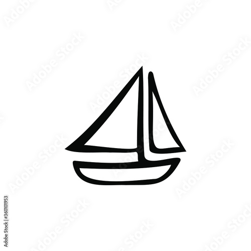 Single vector doodle element isolated on white background. Boat