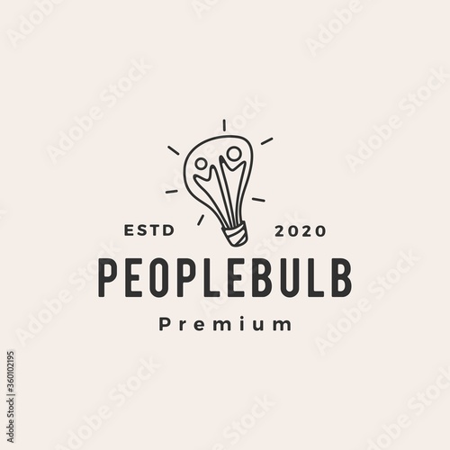 people bulb hipster vintage logo vector icon illustration