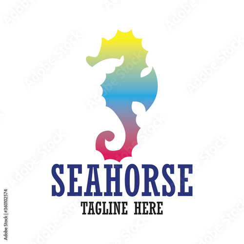 seahorse animal logo with text space for your slogan tagline, vector illustration